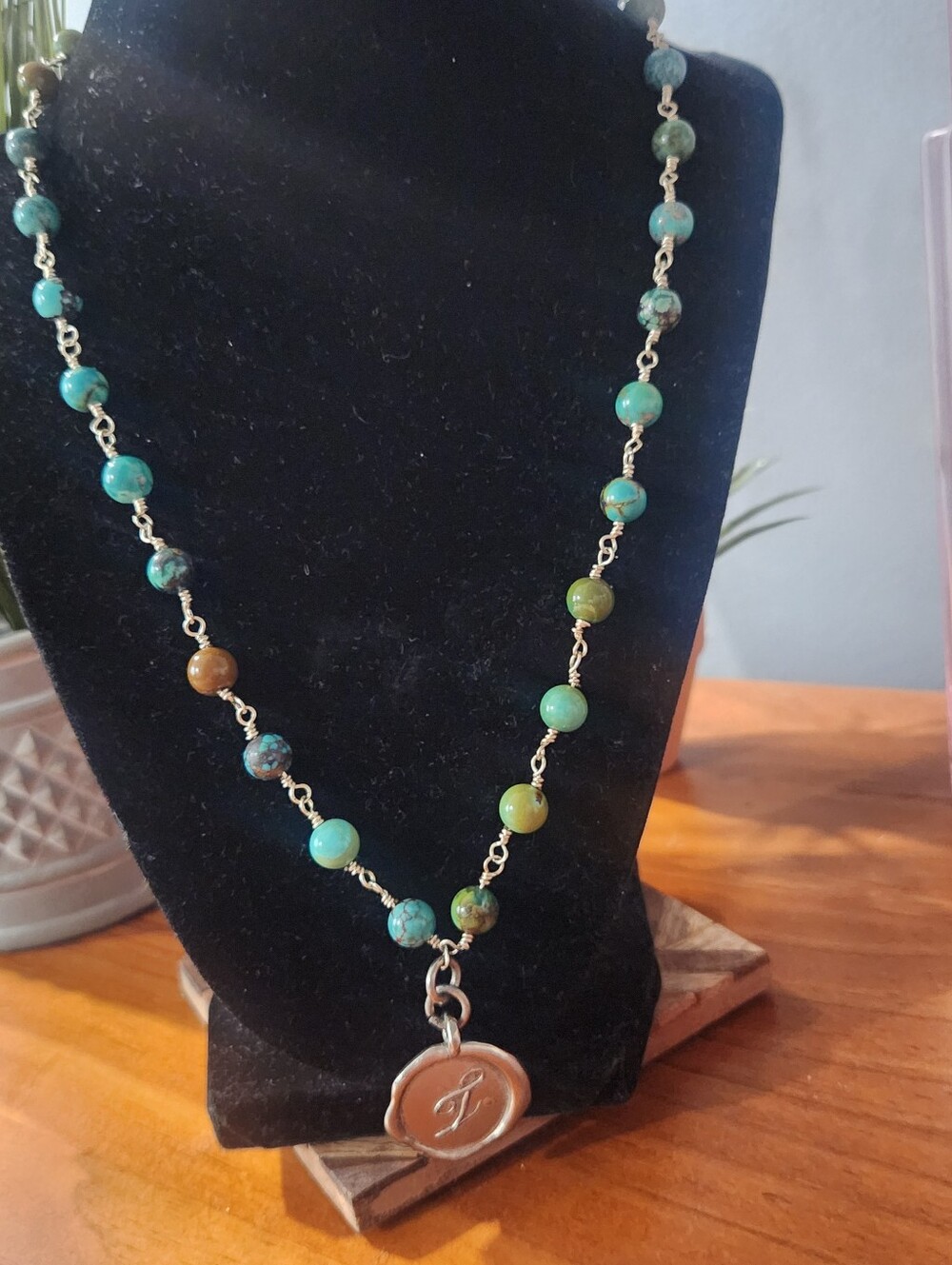 Turquoise Beaded Necklace With Pendant